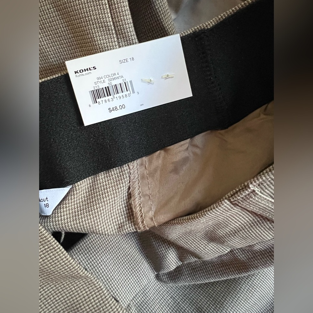 NWT Nine West Barely Bootcut Pants Size 18 Taupe Houndstooth - Picture 5 of 6